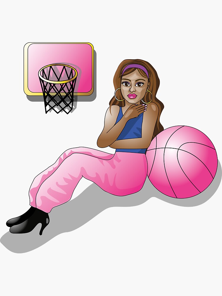 "Pink Basketball Girl Illustration" Sticker for Sale by PrintableCutie
