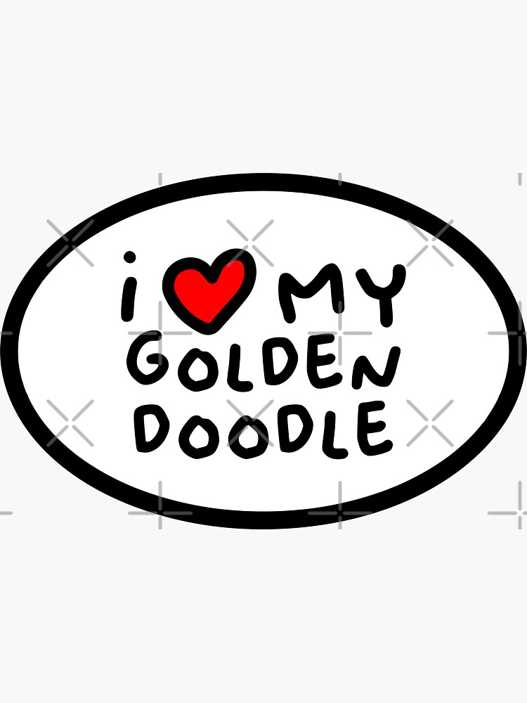 Aperçu 3 sur 3. Sticker avec l'œuvre I Love My Goldendoodle créée et vendue par bold-concepts.