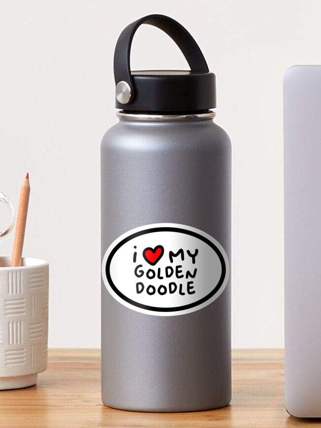 Aperçu 1 sur 3. Sticker avec l'œuvre I Love My Goldendoodle créée et vendue par bold-concepts.