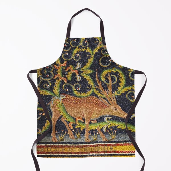 Item preview, RAVENNA BYZANTINE MOSAICS ,DEER AT A BROOK AMONG FLORAL SWIRLS designed and sold by BulganLumini.