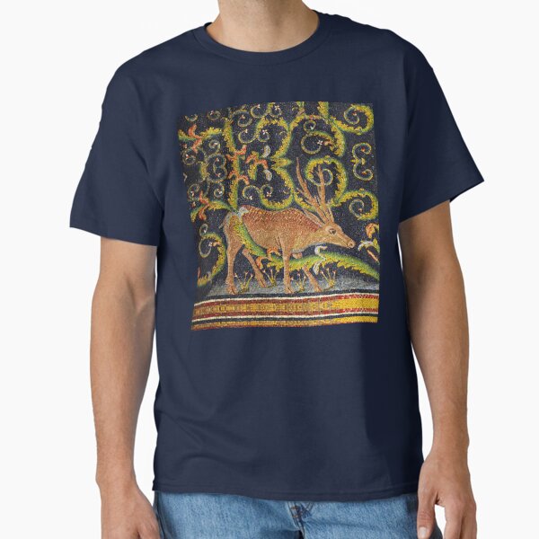 Item preview, RAVENNA BYZANTINE MOSAICS ,DEER AT A  BROOK AMONG FLORAL SWIRLS designed and sold by BulganLumini.