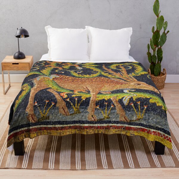 Item preview, RAVENNA BYZANTINE MOSAICS ,DEER AT A  BROOK AMONG FLORAL SWIRLS designed and sold by BulganLumini.