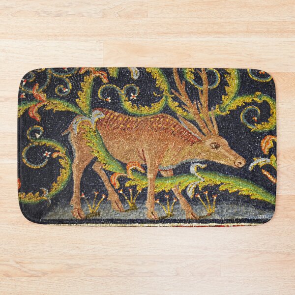 Item preview, RAVENNA BYZANTINE MOSAICS ,DEER AT A  BROOK AMONG FLORAL SWIRLS designed and sold by BulganLumini.