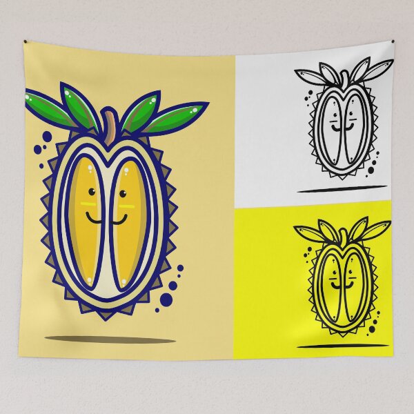 Item preview, cute durian illustration with smile designed and sold by lukmanyasin.