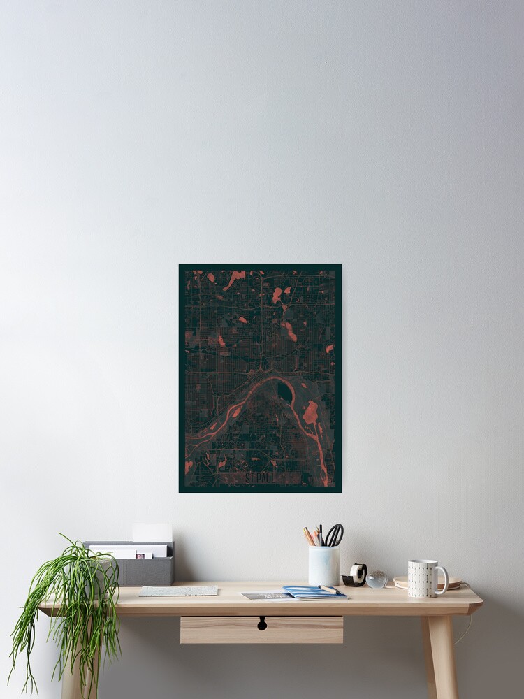 Thumbnail 1 of 3, Poster, St Paul Map Red designed and sold by HubertRoguski.