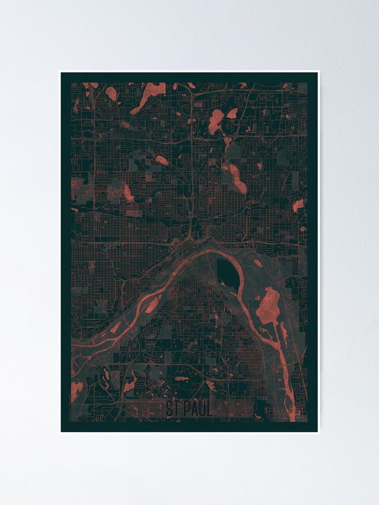 Thumbnail 2 of 3, Poster, St Paul Map Red designed and sold by HubertRoguski.