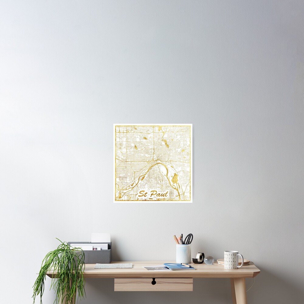 St Paul Map Gold Poster