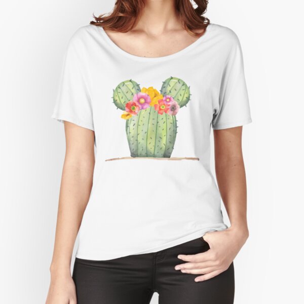 Mouse Cactus with Floral Crown Relaxed Fit T-Shirt