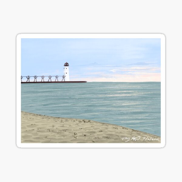 Manistee Beach Lighthouse Sticker