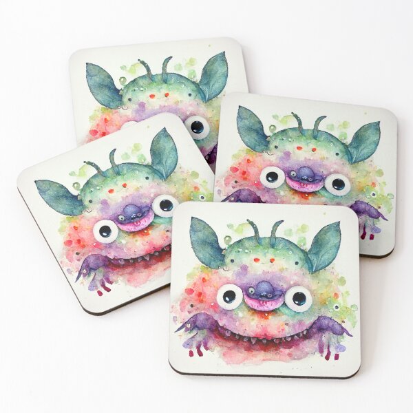 Item preview, Whimsical watercolor cute colorful monster  designed and sold by pixelista.