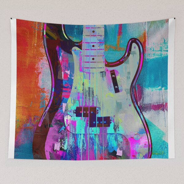 Item preview, Painted Electric Bass Guitar Pop Art designed and sold by Stephen Chambers / The Pop Art Factory.