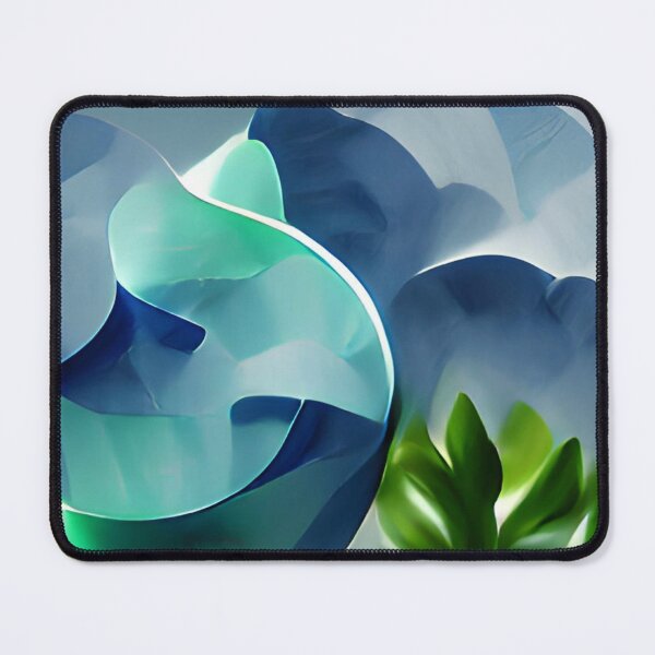 Item preview, moody blue green leaf modern mid-century original art designed and sold by Surrealarts727.