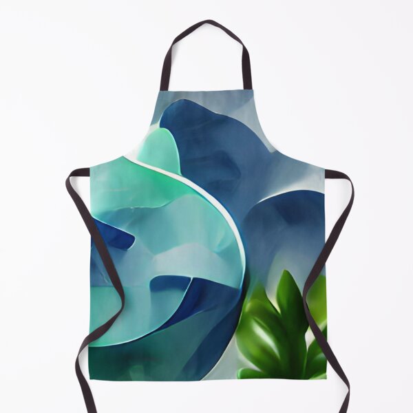 Item preview, moody blue green leaf modern mid-century original art designed and sold by Surrealarts727.