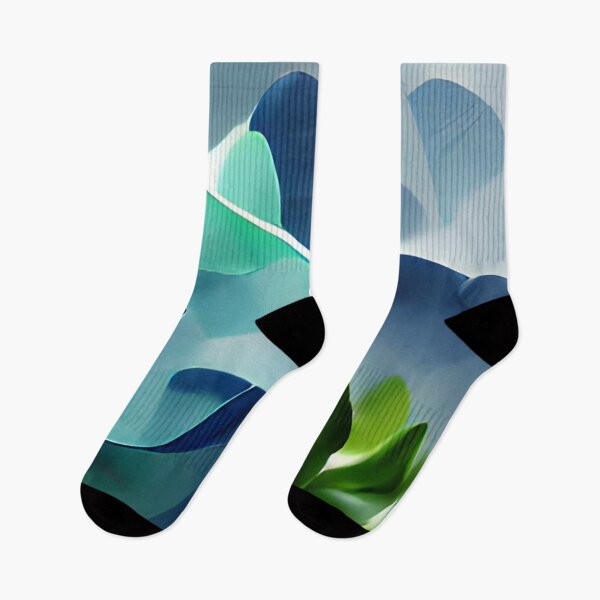 Item preview, moody blue green leaf modern mid-century original art designed and sold by Surrealarts727.