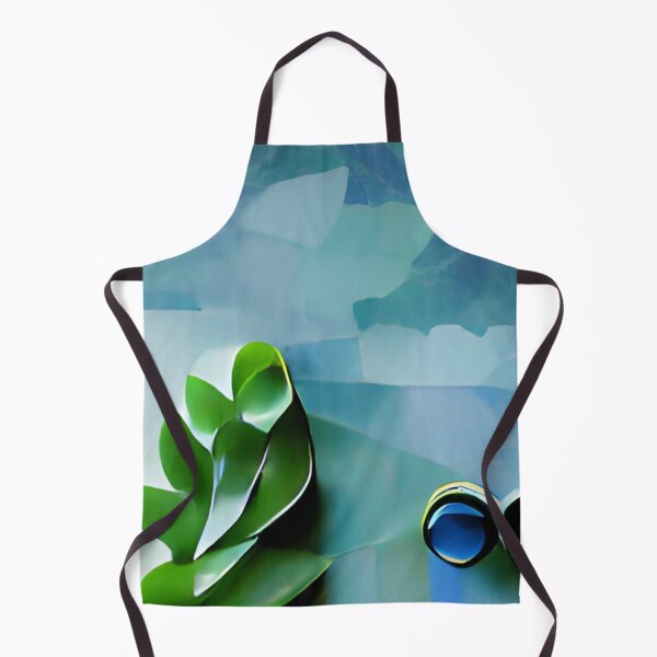 Item preview, moody blue green leaf modern mid-century original art designed and sold by Surrealarts727.