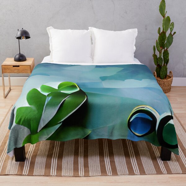 Item preview, moody blue green leaf modern mid-century original art designed and sold by Surrealarts727.