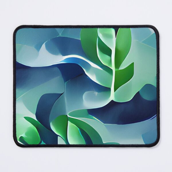 Item preview, moody blue green leaf modern mid-century original art designed and sold by Surrealarts727.