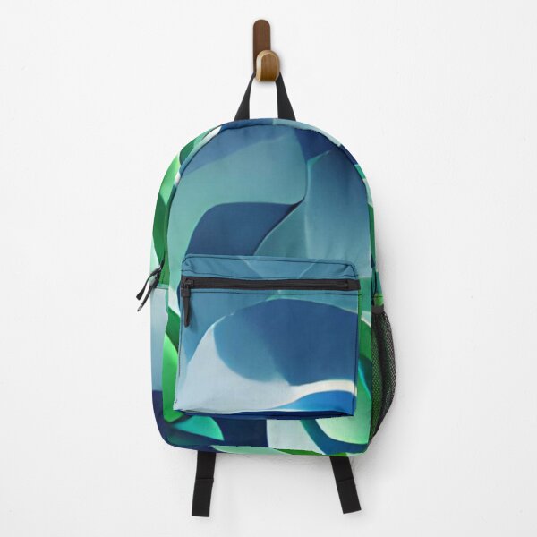 Item preview, moody blue green leaf modern mid-century original art designed and sold by Surrealarts727.