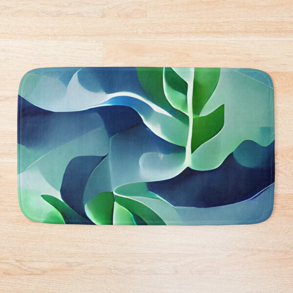 Artikelvorschau, moody blue green leaf modern mid-century original art entworfen und verkauft von Surrealarts727.