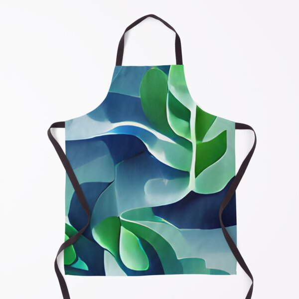 Item preview, moody blue green leaf modern mid-century original art designed and sold by Surrealarts727.
