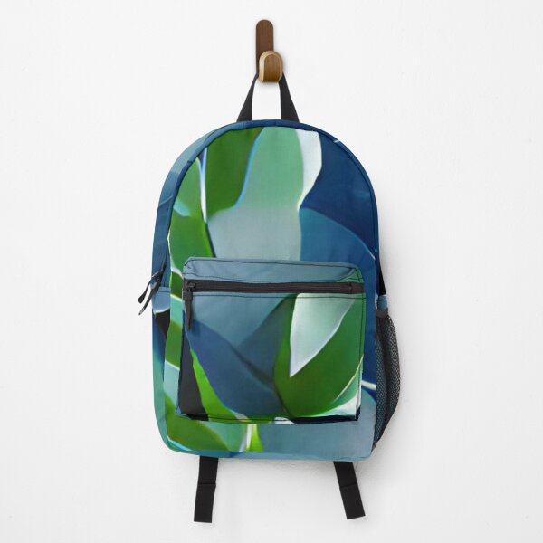 Item preview, moody blue green leaf modern mid-century original art designed and sold by Surrealarts727.