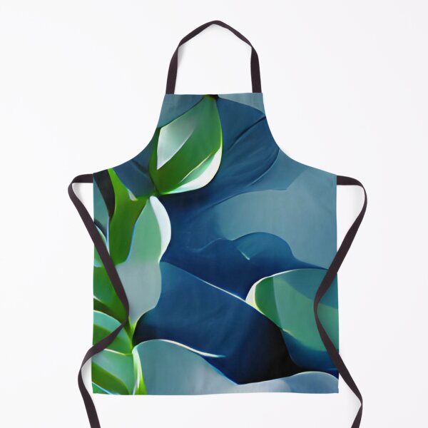 Item preview, moody blue green leaf modern mid-century original art designed and sold by Surrealarts727.