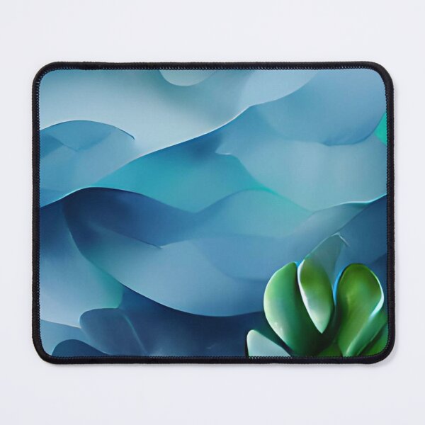 Item preview, moody blue green leaf modern mid-century original art designed and sold by Surrealarts727.