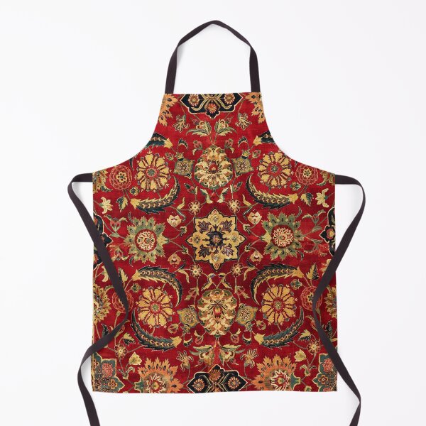 Item preview, Antique Indian Floral Carpet with Red Blue Ivory Scrolling Vines,Flowers, Blossoms designed and sold by BulganLumini.