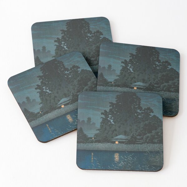 Item preview, Rain at Omiya Beautiful Japanese Cabin on Lake at Night designed and sold by Yumede.