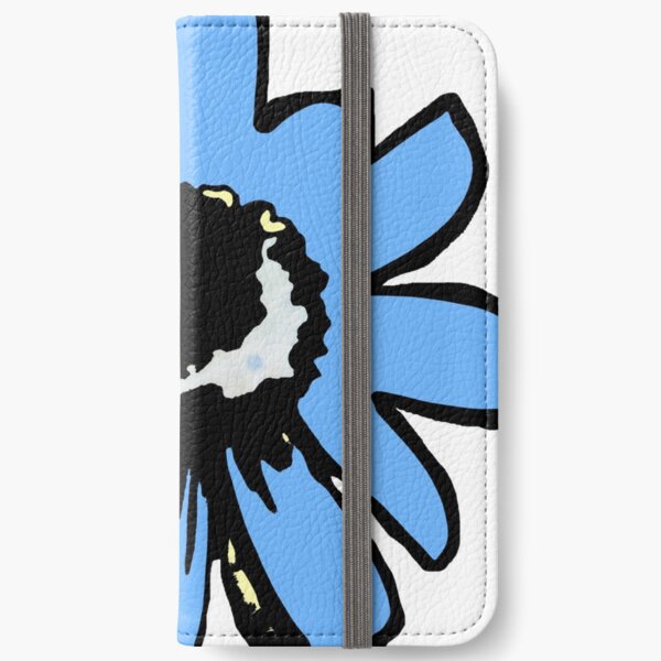 Retro pretty daisy blue black floral iPhone Wallet