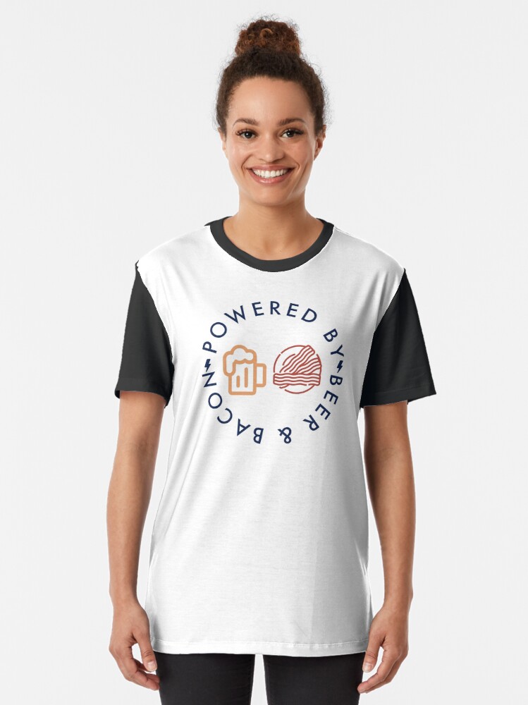 Thumbnail 2 of 5, Graphic T-Shirt, Powered By Beer & Bacon designed and sold by aotolife.