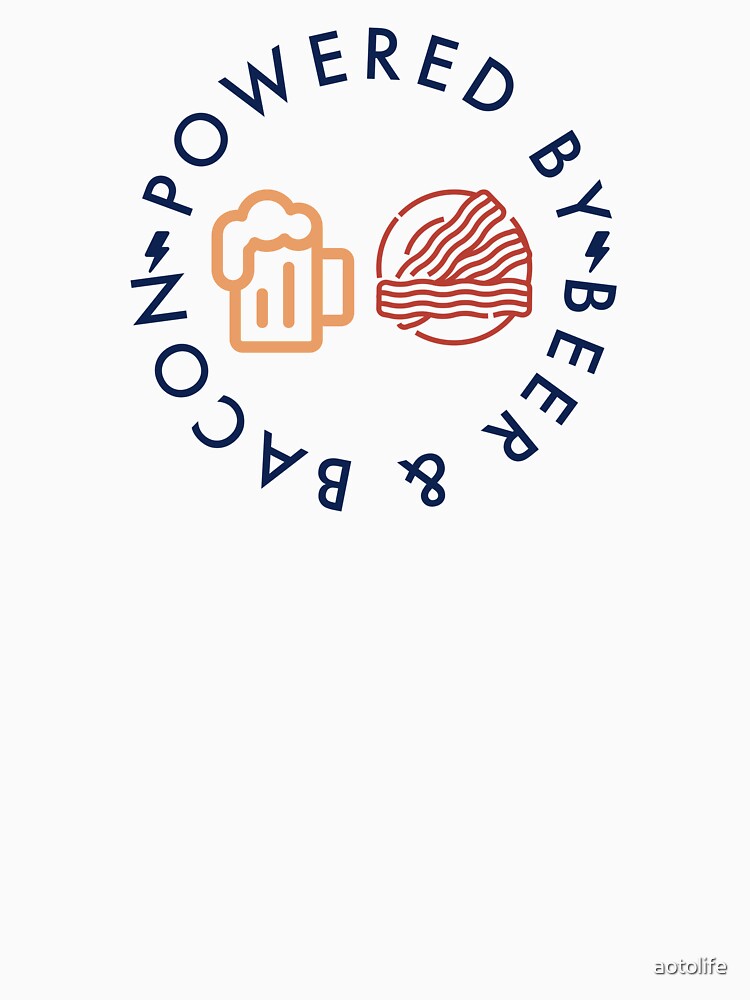 Thumbnail 3 of 3, Baseball ¾ Sleeve T-Shirt, Powered By Beer & Bacon designed and sold by aotolife.