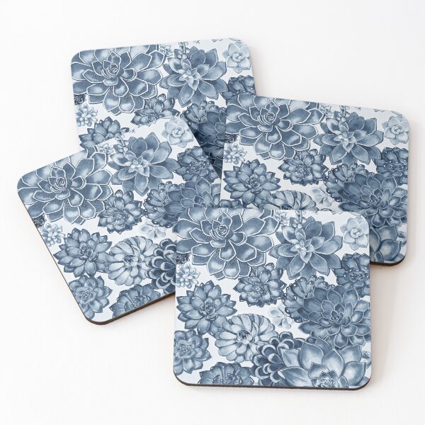 Item preview, Soft Blue Monochrome Succulent Plants Wall Contemporary Garden Design I  designed and sold by Irina Sztukowski.