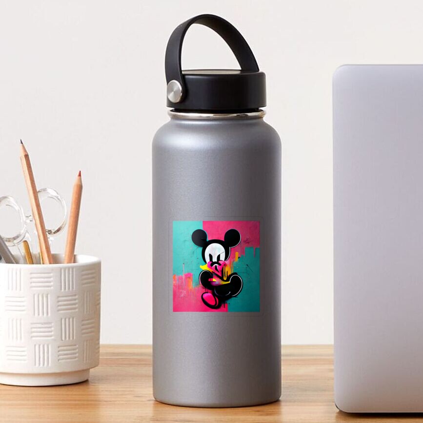 Minnie Mouse Classic Neon Graffiti 24 Oz Plastic Water Bottle