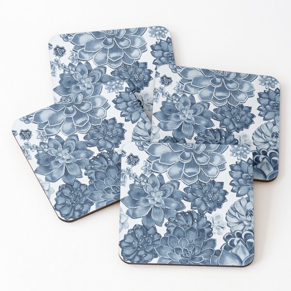 Item preview, Soft Blue Monochrome Succulent Plants Wall Contemporary Garden Design II designed and sold by Irina Sztukowski.
