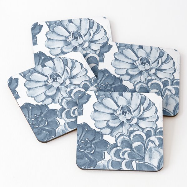 Item preview, Soft Blue Monochrome Succulent Plants Wall Contemporary Garden Design VII designed and sold by Irina Sztukowski.