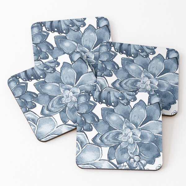 Item preview, Soft Blue Monochrome Succulent Plants Wall Contemporary Garden Design VIII designed and sold by Irina Sztukowski.
