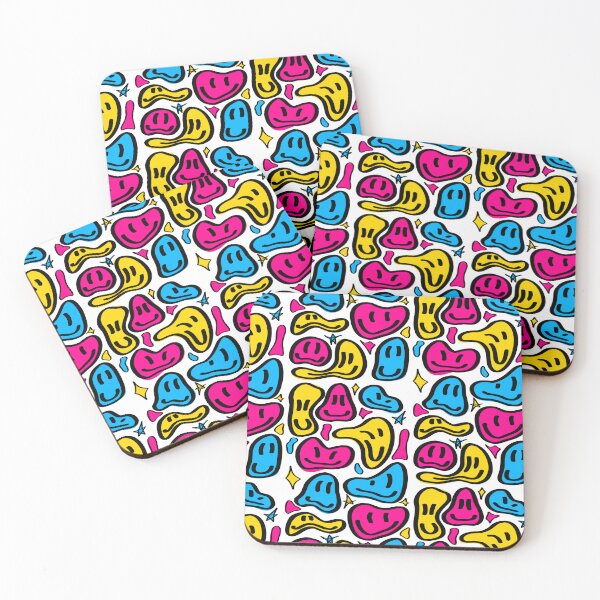 Item preview, Dripping smiley faces – yellow, pink and blue designed and sold by Simplequeen.