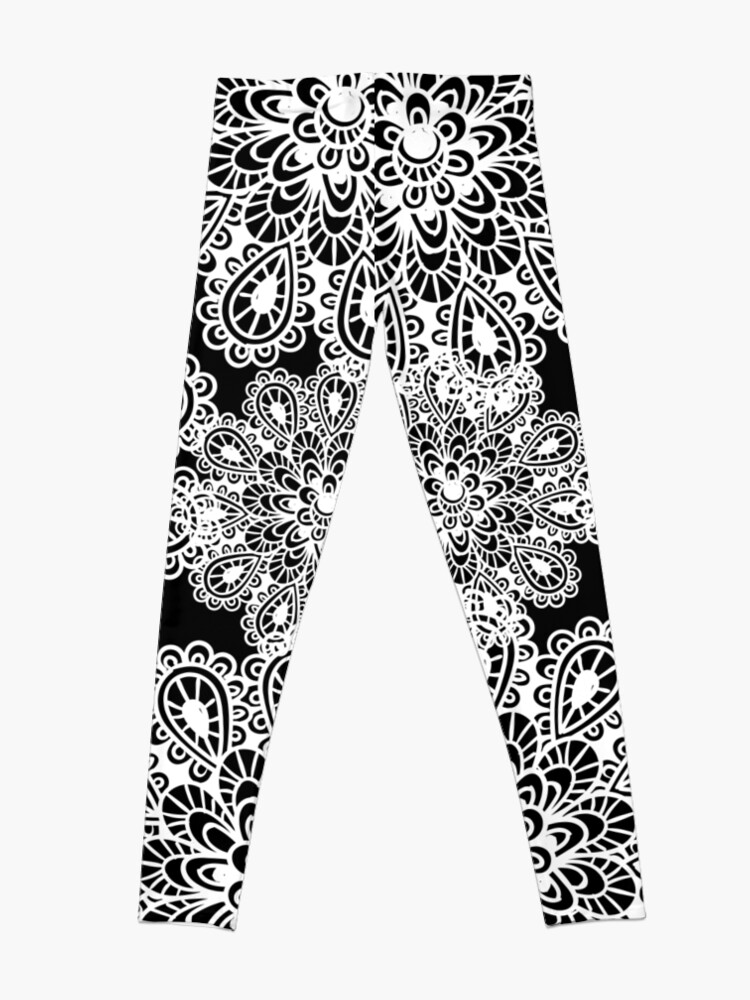 Alternate view of black and white Mandala Leggings