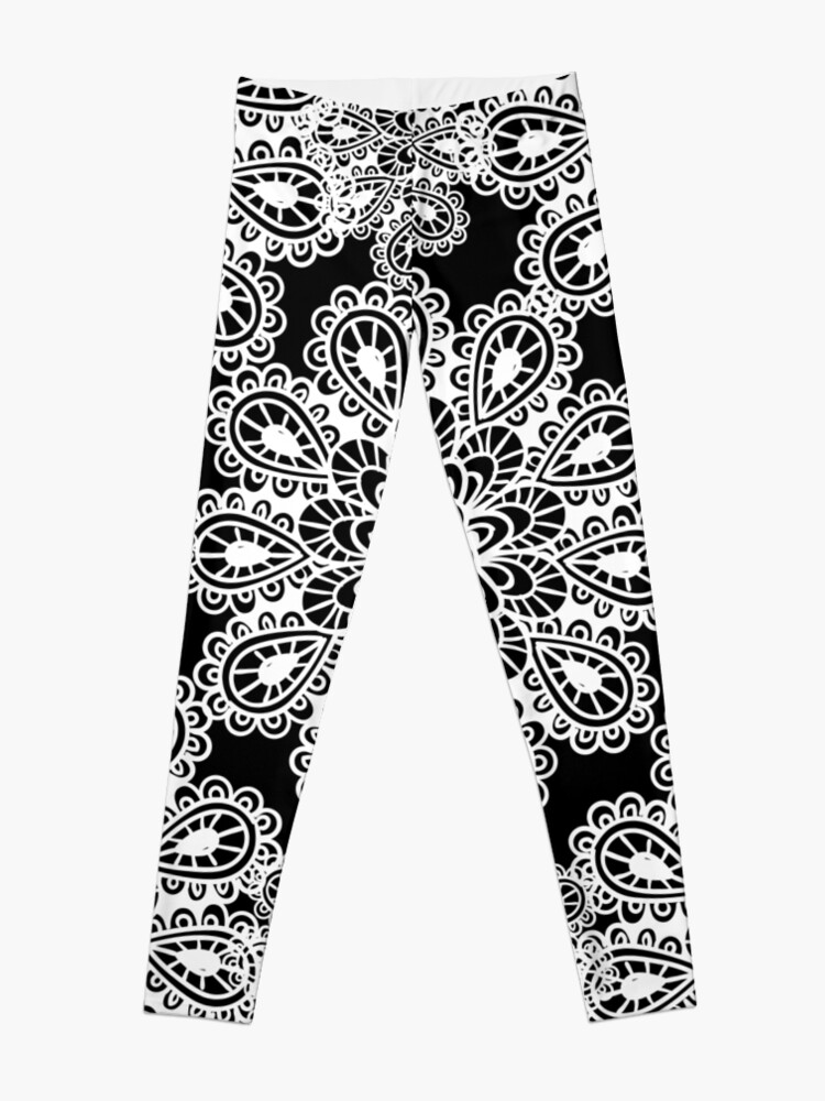 Alternate view of black and white Mandala Leggings