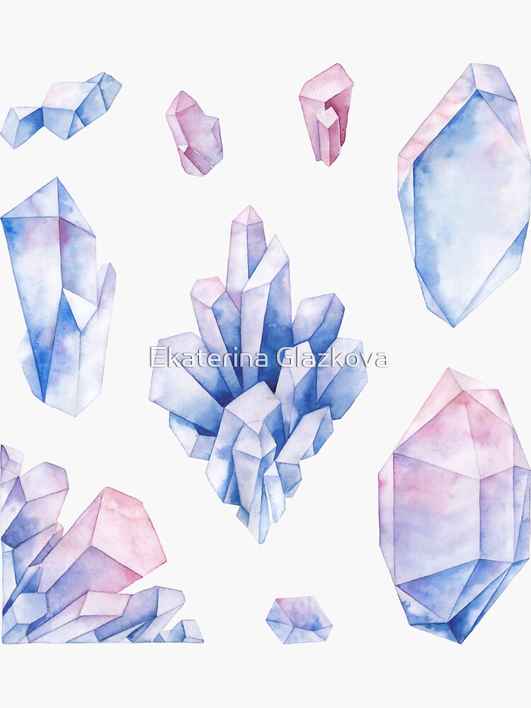 Heart Crystal Stickers, Pink Purple Pastel Crystals 