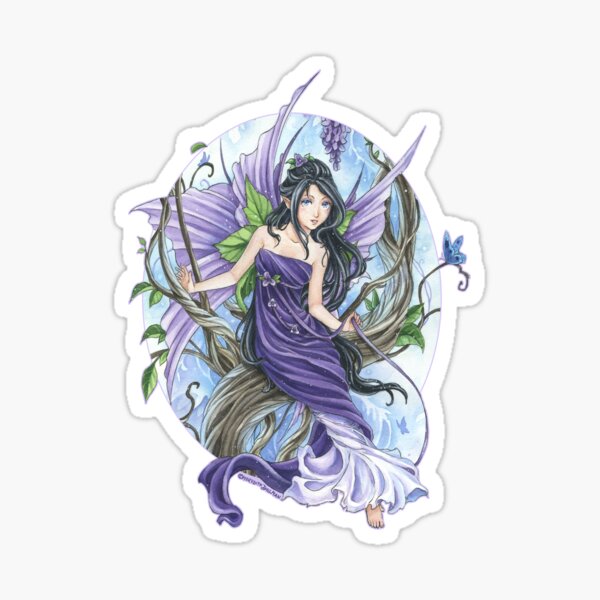 Purple Wisteria flower fairy by Meredith Dillman Sticker