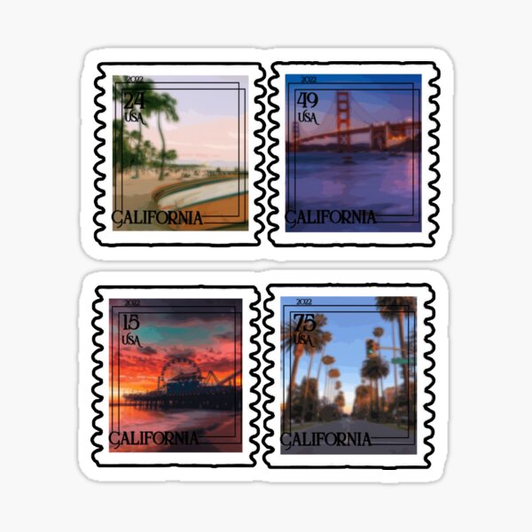 California Stamps (for Journaling)  Sticker for Sale by EliQuotes