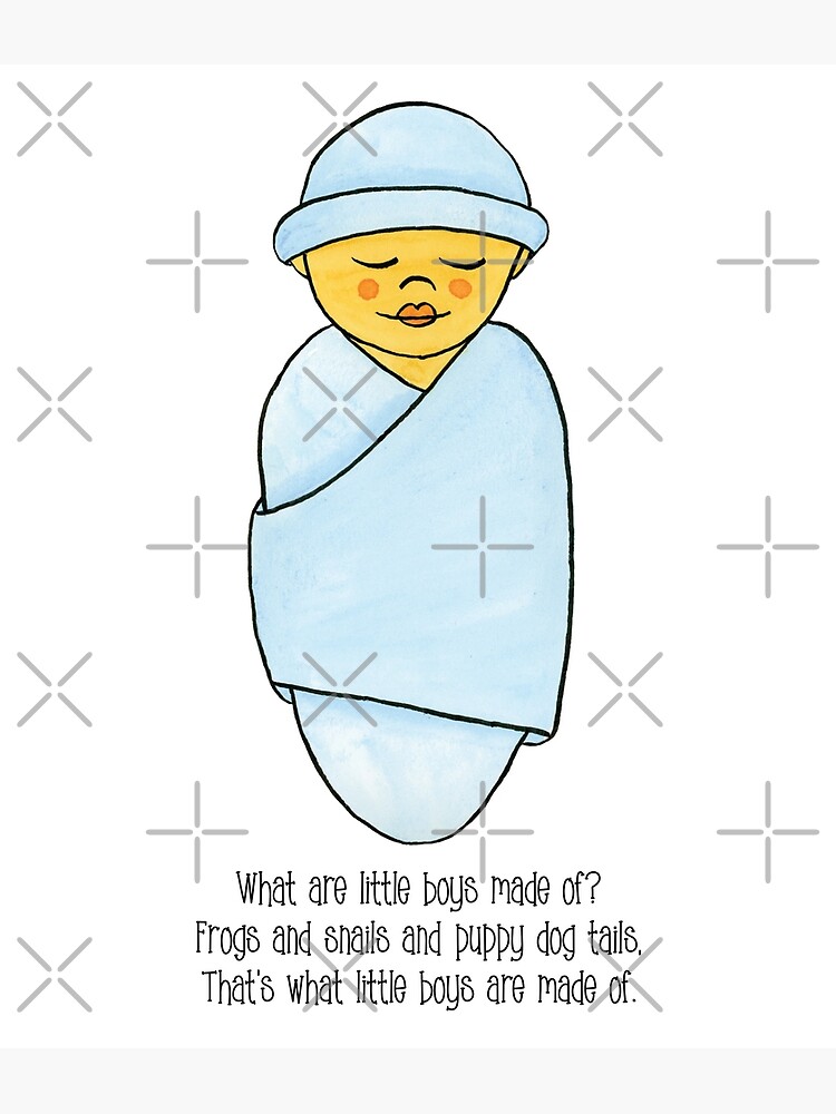 Lámina fotográfica «Baby in Light Blue Swaddle con el poema De qué