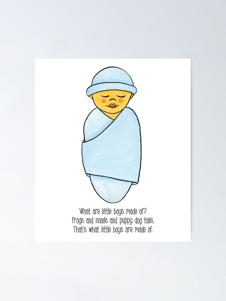 Póster «Baby in Light Blue Swaddle con el poema De qué están hechos los