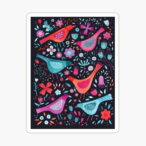 Item preview, Birds in a Garden Teal Dark designed and sold by squirrell.