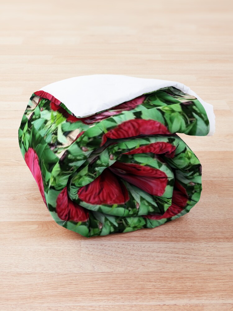 Alternate view of Hibiscus High - Tropical Flower Art Photo by OneDayOneImage - Gift for Gardener - Flower Lover Comforter