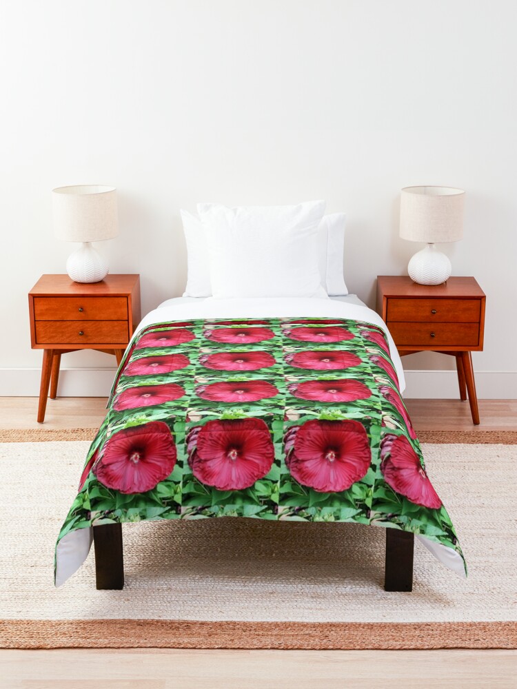 Alternate view of Hibiscus High - Tropical Flower Art Photo by OneDayOneImage - Gift for Gardener - Flower Lover Comforter