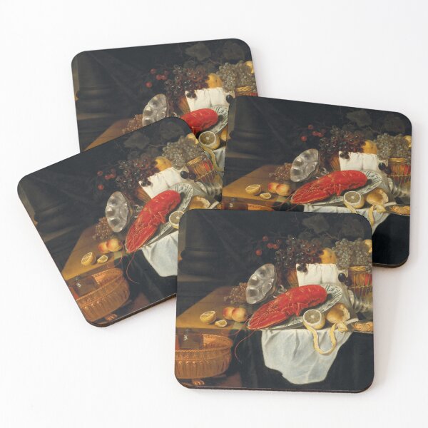 Item preview, A Lobster, Fruit and Vessels on a Wooden Table | Follower of Jan Davidsz | 1660 Renaissance Still Life Art designed and sold by CJET.