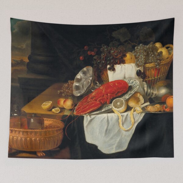 Item preview, A Lobster, Fruit and Vessels on a Wooden Table | Follower of Jan Davidsz | 1660 Renaissance Still Life Art designed and sold by CJET.